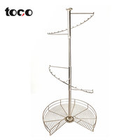 360 °   Porte-vêtements rotatif en spirale en métal, armoire d'angle sur pied du sol au plafond avec panier