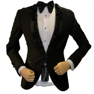 Branelli Neri di modo Smoking Dello Sposo Mens Mattina Abiti di Scena Cosplay Uomini di Partito Abiti Da Sposa Migliore Uomo Giacca Sportiva (Jacket + pantaloni)