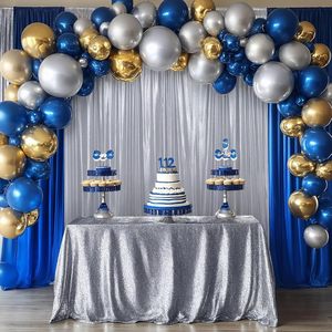 ผ้าม่านปักเลื่อมสีทองหรูหราไม่มีรอยเหี่ยวย่นม่านหลังแบบห้อยสำหรับถ่ายภาพวันเกิดงานแต่งงาน - Product Image 5