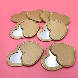 Private Label Pu Leather Slide Pocket Makeup <b>Mirror</b> Uv Printing logo Oem Pu <b>Mirror</b> - Product Image 3