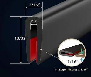 U ערוץ קצה שחור לקצץ גומי רצועה מכונית דלת זכוכית תחתון מגן קצה מגן מגן - Product Image 5