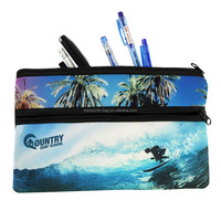 Sac en néoprène promotionnel à sublimation pour stylo Trousse personnalisée à double fermeture éclair Trousse en néoprène Sac de papeterie