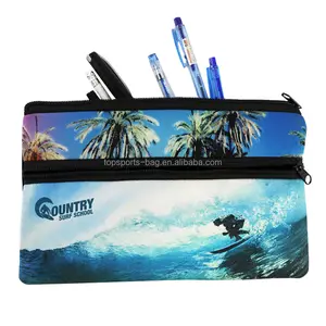 Promotional Sublimation Neoprene Pen Case Bag Custom Double Zipper Neoprene Pencil Case Stationery Bag
