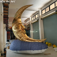 Lune gonflable géante dorée personnalisée allongée sur une nuage pour la décoration artistique des boîtes de nuit et des événements festifs