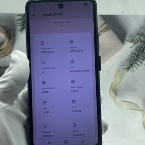 สมาร์ทโฟนรุ่นฮิตขายดีปี 2026 Note 60 Pro 5G ความจุ 16GB+1TB แบตเตอรี่ 7800mAh ระบบปฏิบัติการ Android 15 รองรับซิมคู่ ปลดล็อคแล้ว - Product Image 6