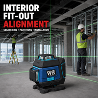 Niveau laser vert 4D 16 lignes 360 degrés, auto-nivelant, pour l'alignement des carreaux de sol/mur, outil de construction pour l'intérieur