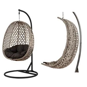 Hot Sell Outdoor Hanging Rattan Egg Chair Leisure Wicker free sample folding swing chair hanging egg chair wicker Patio Swings