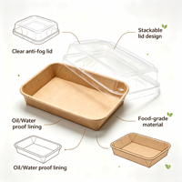 Boîte d'emballage alimentaire jetable écologique en papier série EP avec couvercle transparent pour sushis, vente en gros pour la restauration à emporter
