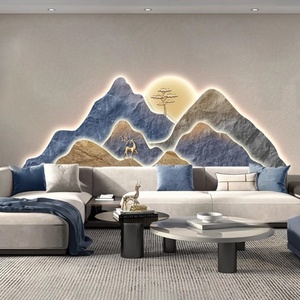 Vente en gros usine : Peinture murale décorative LED avec vue sur la montagne, sculpture laser, pour décoration intérieure - Product Image 4