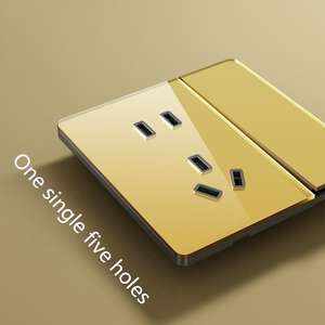 Glass thin switch socket 86 type five <b>hole</b> ABS household simple socket panel, household 16A single pair dual control five <b>hole</b> - Product Image 4