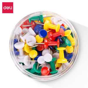 Deli Thumb Tack Pins Colored Stainless Steel 80 Pieces Office <b>Message</b> <b>Board</b> Use - Product Image 3