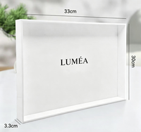 Plateau de service en acrylique élégant avec logo personnalisé pour la maison, la salle de bain, le rangement de cosmétiques et le rangement de maquillage