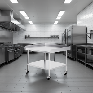 Table de préparation alimentaire commerciale Vevor 30 x 36 pouces en acier inoxydable avec 4 roues, pieds réglables en hauteur, étagères de rangement - Product Image 2