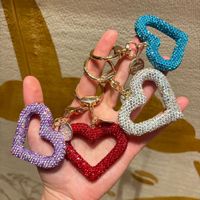 Porte-clés Cœur Creux en Strass Personnalisé avec Logo, Cœur en Cristal Bling, Souvenir, Cadeau Promotionnel