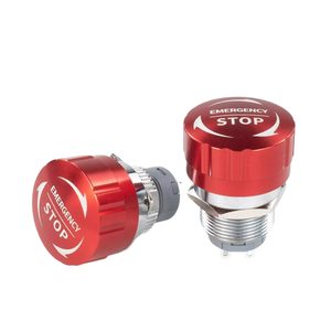 Interrupteurs à bouton-poussoir d'arrêt d'urgence rotatifs rouges ultra-courts de 16 mm à déclenchement rapide, étanches, en métal, à commande champignon - Product Image 2