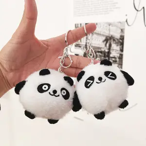 Boneka gantungan kunci Mini, aksesori boneka gantung kartun Panda lucu