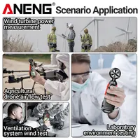 Anemómetro Digital ANENG GN302, 9999 Lecturas, Medidor de Velocidad del Viento de 0.4-30m/s con Prueba de Volumen de Aire, Temperatura y Humedad
