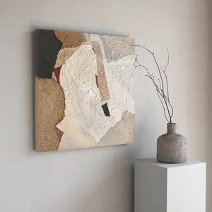 Hand Painted <b>Abstract</b> Art <b>Canvas</b> Wall Hanging Rectangle Frameless Modern Minimalist Wabi Sabi Style Decor For Living Room - Product Image 3