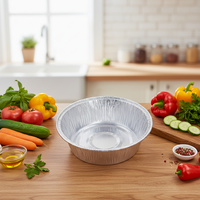 Bol rond jetable en aluminium, récipient en feuille d'aluminium de qualité alimentaire robuste pour friteuse à air, barbecue, plats à emporter, cuisson