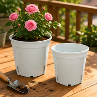 Pot Bunga Plastik Modern Lucu Putih Vertikal untuk Rumah, Taman, Lantai, Kantor, Bergaya, dengan Drainase, untuk Tanaman Indoor