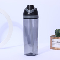 Dd3940 Nieuwe Fitness Sport Waterfles Dubbele Drinkstro Transparant Plastic Pop-Up Deksel Voor Rondleidingen Reizen Fruit Beker