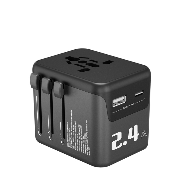 Wholesale 20W GaN Universal Travel Adapter 2 USB 3 Type-C PD International UK/AUS/US/EU Plugs Black All-in-One Camera Laptop