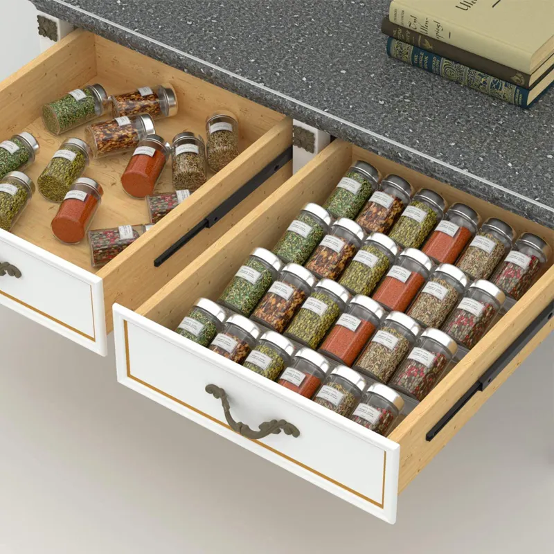 Acryl Spice Rack Tray - 4 Tier Spice Drawer Organizer für Küchen schränke 1 Pack Clear