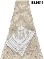Tissu en dentelle israélienne, dentelle lilas, dentelle française, perles de cristal pour mariée, broderie lourde rouge, perles et paillettes pour mariage