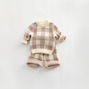 <span class=keywords><strong>2023</strong></span> usine coton bio tricot filles vêtements bébé garçons filles rayé ensemble enfants pull costume bébé vêtements vêtements - Product Image 4