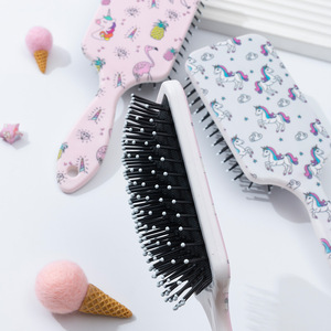 Coussin d'air en plastique Brosse à cheveux Massage du cuir chevelu Outils de coiffure Peigne à cheveux dessin animé professionnel Impression plastique ABS Design <span class=keywords><strong>Licorne</strong></span> - Product Image 5