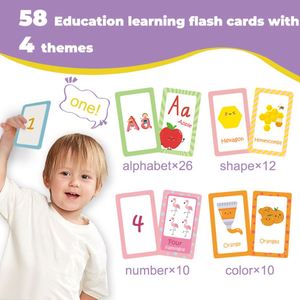 58 cartes flash éducatives pour enfants, aide les tout-petits à apprendre les objets, les nombres, les jeux, l'alphabet - Product Image 3