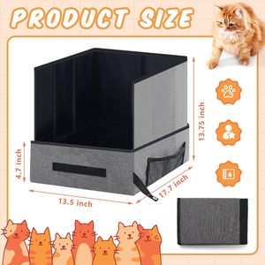 Foldable Waterproof Fabric Cat Litter <b>Box</b> 13.75x17.7x4.7 Inch <b>Large</b> Capacity Durable Pet Supplies for Travel - Product Image 1