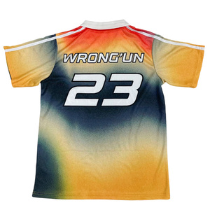 Custom Street Retro Soccer Jersey Patchwork Print Logo Breathable <b>Polyester</b> Knit Polo Soccer <b>T</b>-<b>Shirt</b> - Product Image 3