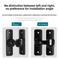 Loquet de porte en alliage d'aluminium massif, finition pulvérisée en plastique épaissi, pour usage domestique, 90 et 180 degrés, pour salle de bain, sans perçage