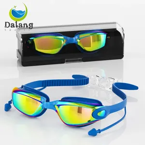 Logo personnalisé de haute qualité femmes hommes professionnel Anti-buée pas de fuite Protection UV large vue natation course lunettes de natation