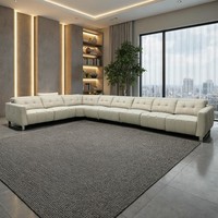 Canapé sectionnel électrique moderne en U, canapé de luxe en cuir à mouvement électrique avec appuie-tête réglable pour salon de villa