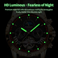 Montre Automatique Poedagar 1410 Tourbillon Squelette Phase de Lune Saphir Étanche Acier Fermoir Papillon OEM ODM Faible MOQ