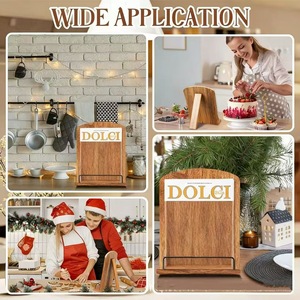 Wooden Recipe Holder Solid Wood Texture Kitchen <b>Tablet</b> <b>Stand</b> Desktop Organizer <b>For</b> Cooking Reading - Product Image 5