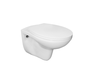 Pour Medyag Luxe Moderne Rond Céramique Murale Allongée Toilette Double Chasse Réservoir Dissimulé avec P-Trap - Product Image 1