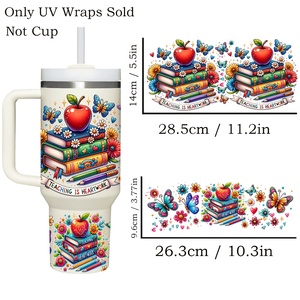 Juego de Papel de Transferencia UV Impermeable y Escribible de la Serie Best Teacher Pattern para Vasos, Botellas y Tazas de 40 oz - Product Image 2
