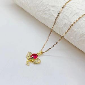 Trendy Gold Plated Stainless Steel Crystal Diamond <b>Elephant</b> Pendant Necklace <b>for</b> <b>Women</b> Girls Wedding Jewelry - Product Image 2