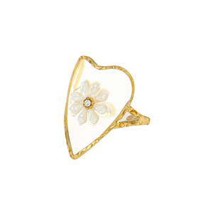 Bague grappe cœur fleur en cristal tendance printemps 2026, plaqué or 18 carats, acier inoxydable, bijoux romantiques pour femmes et jeunes filles - Product Image 5
