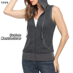 Felpe con <span class=keywords><strong>cappuccio</strong></span> <span class=keywords><strong>senza</strong></span> <span class=keywords><strong>maniche</strong></span> personalizzate da donna stile Pullover top felpe con <span class=keywords><strong>cappuccio</strong></span> Casual Basic tinta unita giacca estiva - Product Image 1