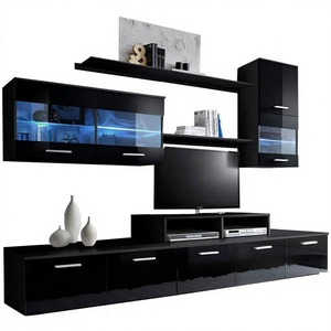 Neues Design Glänzendes Holz-TV-Schrank-Set mit LED-Beleuchtung Modern Marke ASTO - Product Image 1