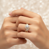 Cincin Mewah 3pcs Set Pernikahan Pertunangan Perak Sterling 925 Emas 18K Wanita Berlian Moissanite Perhiasan Cincin Jari Logo Kustom