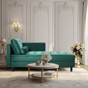 โซฟาเก้าอี้นอนกำมะหยี่ดีไซน์ทันสมัยกลางศตวรรษพร้อมขาโลหะแข็งแรงโซฟานอนสำหรับห้องนั่งเล่นอพาร์ทเมนต์สีเขียว - Product Image 1