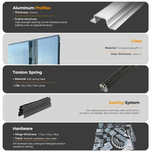 Porte de garage en verre à vue complète automatique avec cadre en aluminium, fabriquée en Chine, <span class=keywords><strong>pour</strong></span> <span class=keywords><strong>les</strong></span> marques OEM - Product Image 3