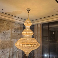 Lustre en cristal LED de luxe pour villa, grand escalier intérieur, hall d'entrée élégant, hôtel duplex, salle de banquet de mariage, luminaire suspendu
