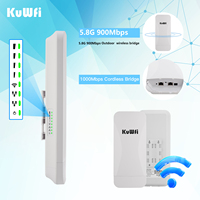 Punto de Acceso Gigabit KuWFi WB5G08 CPE para Exteriores de Alta Velocidad con Emparejamiento Automático, 18dBi, Alcance de 8-10 km, Puente Inalámbrico Punto a Punto
