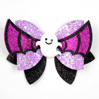 Barrettes à cheveux Halloween en cuir scintillant avec motifs araignée, chauve-souris, fantôme, 'Boo' et bottes de sorcière pour filles et enfants